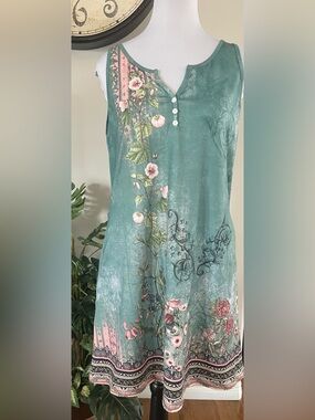 Floral Tank Summer Dress in Sage Green